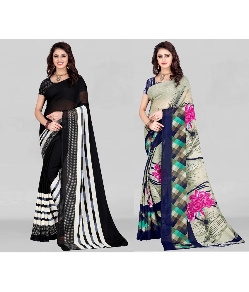     			LEELAVATI - Multicolor Georgette Saree With Blouse Piece ( Pack of 2 )