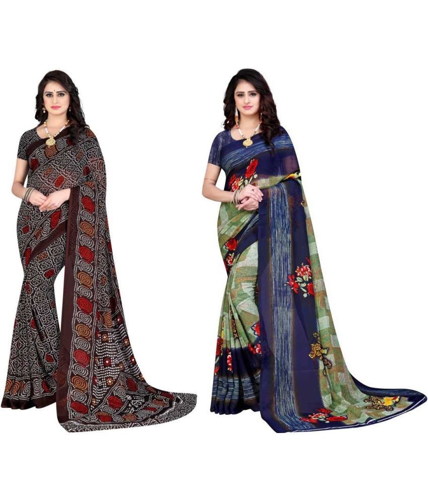     			LEELAVATI - Multicolor Georgette Saree With Blouse Piece ( Pack of 2 )