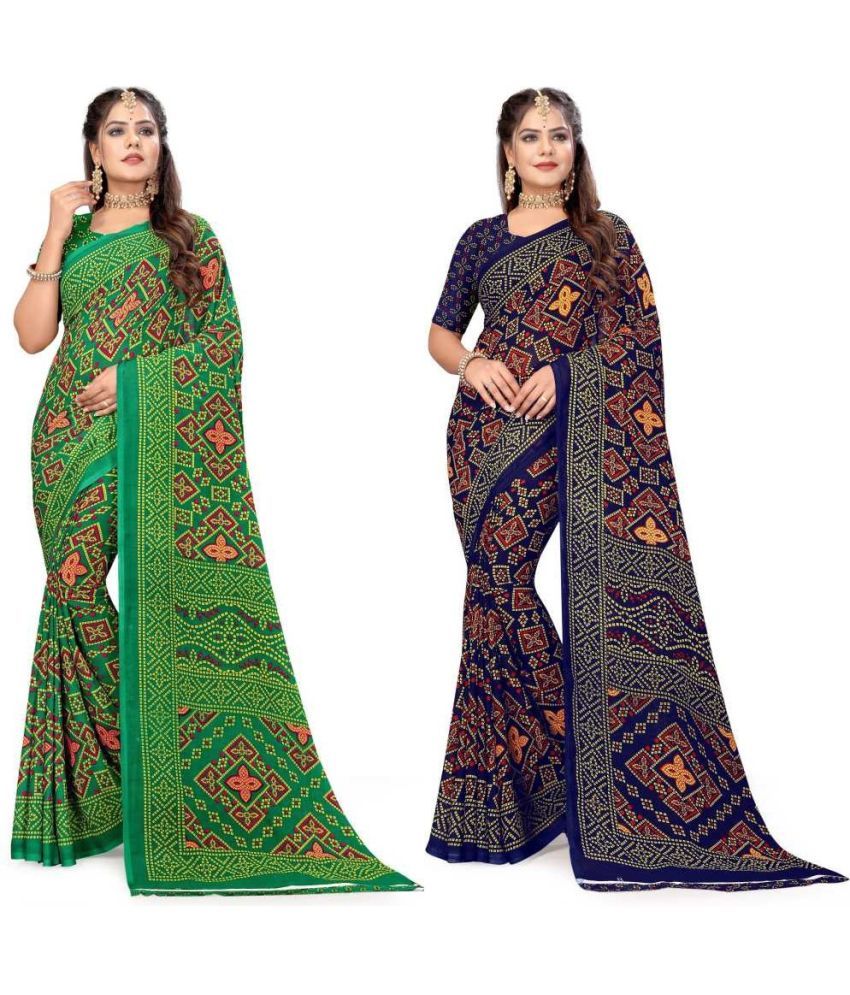     			LEELAVATI - Multicolor Georgette Saree With Blouse Piece ( Pack of 2 )