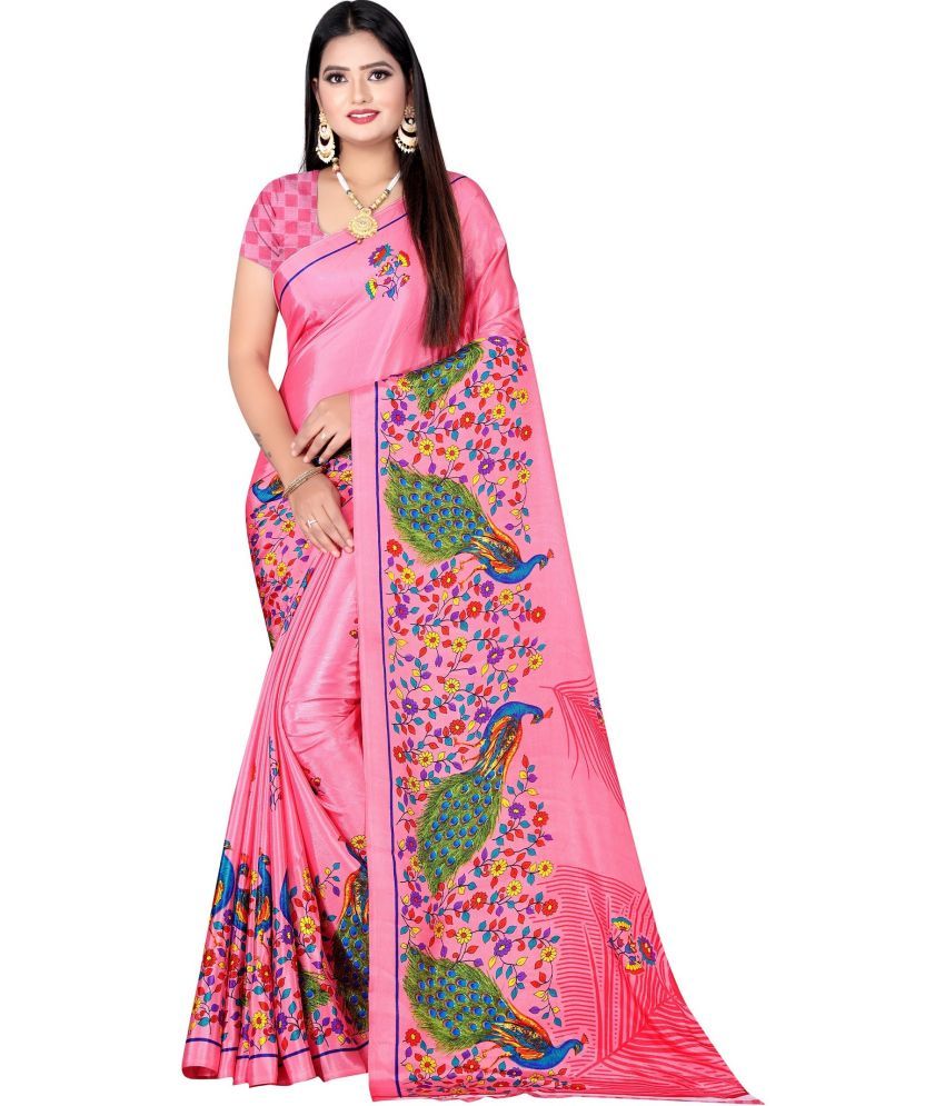     			LEELAVATI - Pink Crepe Saree With Blouse Piece ( Pack of 1 )