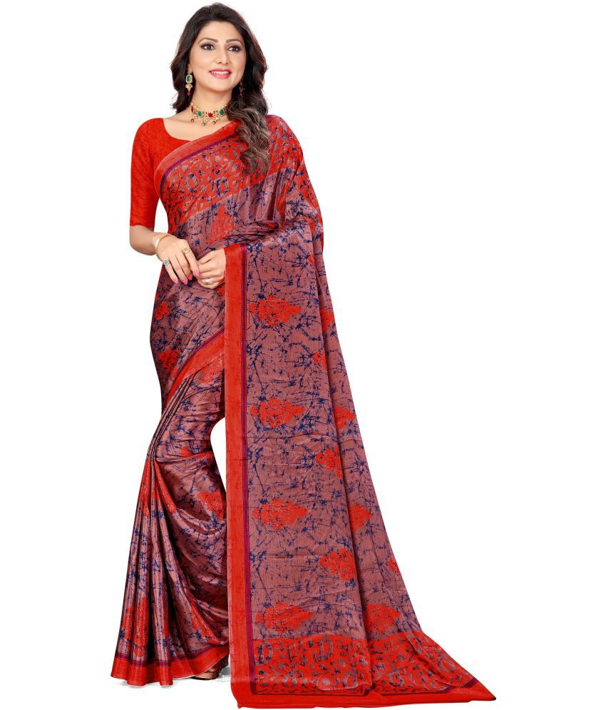     			LEELAVATI - Red Crepe Saree With Blouse Piece ( Pack of 1 )