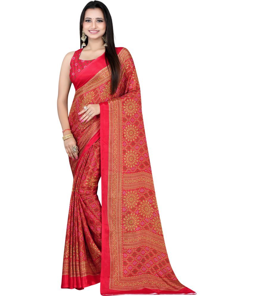     			LEELAVATI - Red Crepe Saree With Blouse Piece ( Pack of 1 )