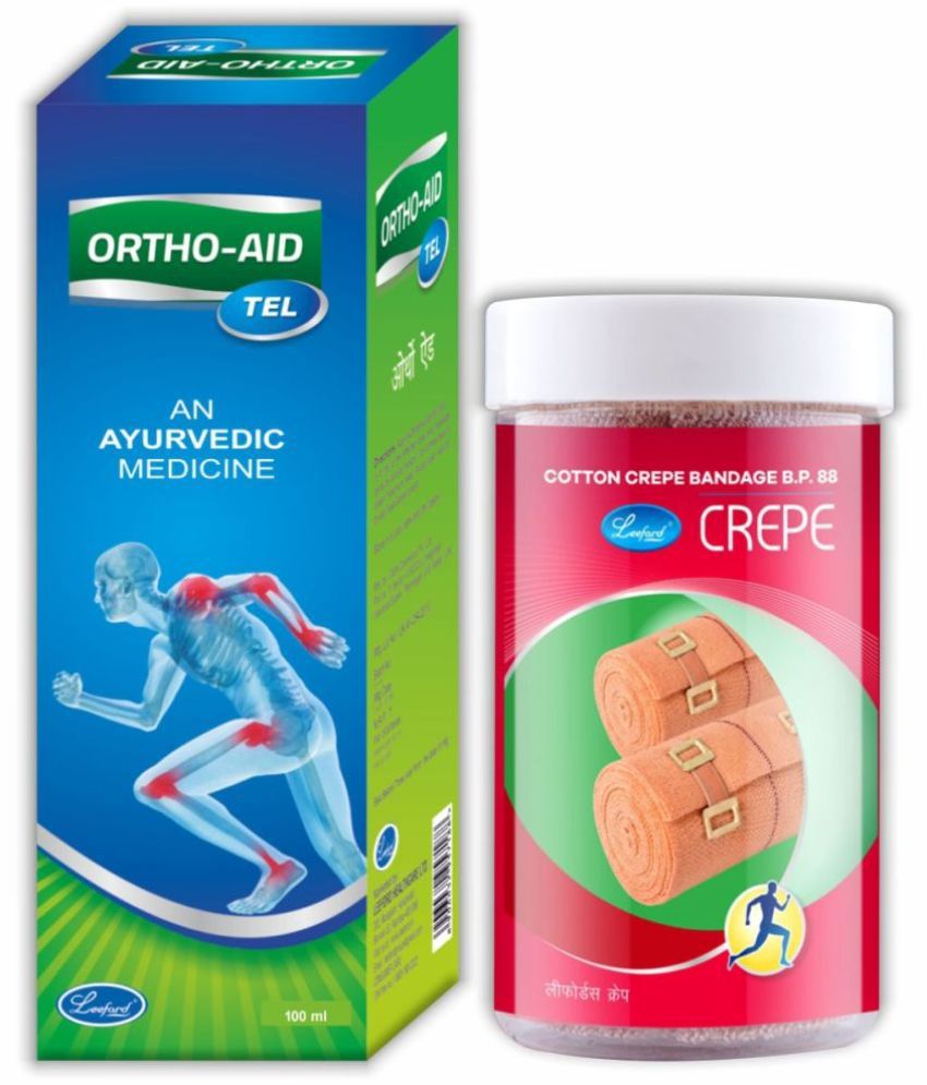 Leeford Cotton Crepe Bandage (10cm x 4m) + Ortho-Aid Oil 100ml Combo- Pack of 2