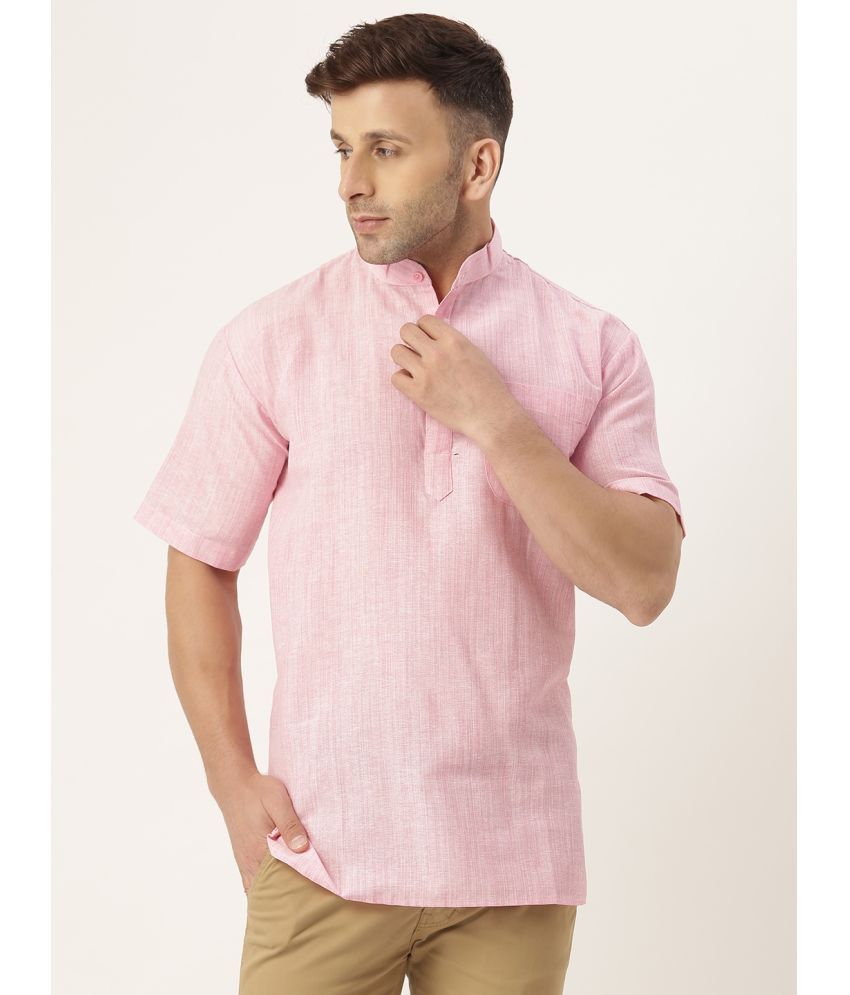     			RIAG - Pink Cotton Blend Men's Shirt Style Kurta ( Pack of 1 )