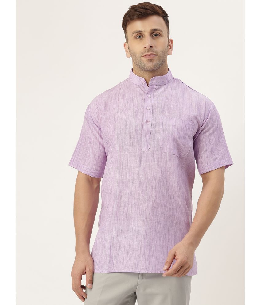     			RIAG - Purple Cotton Blend Men's Shirt Style Kurta ( Pack of 1 )