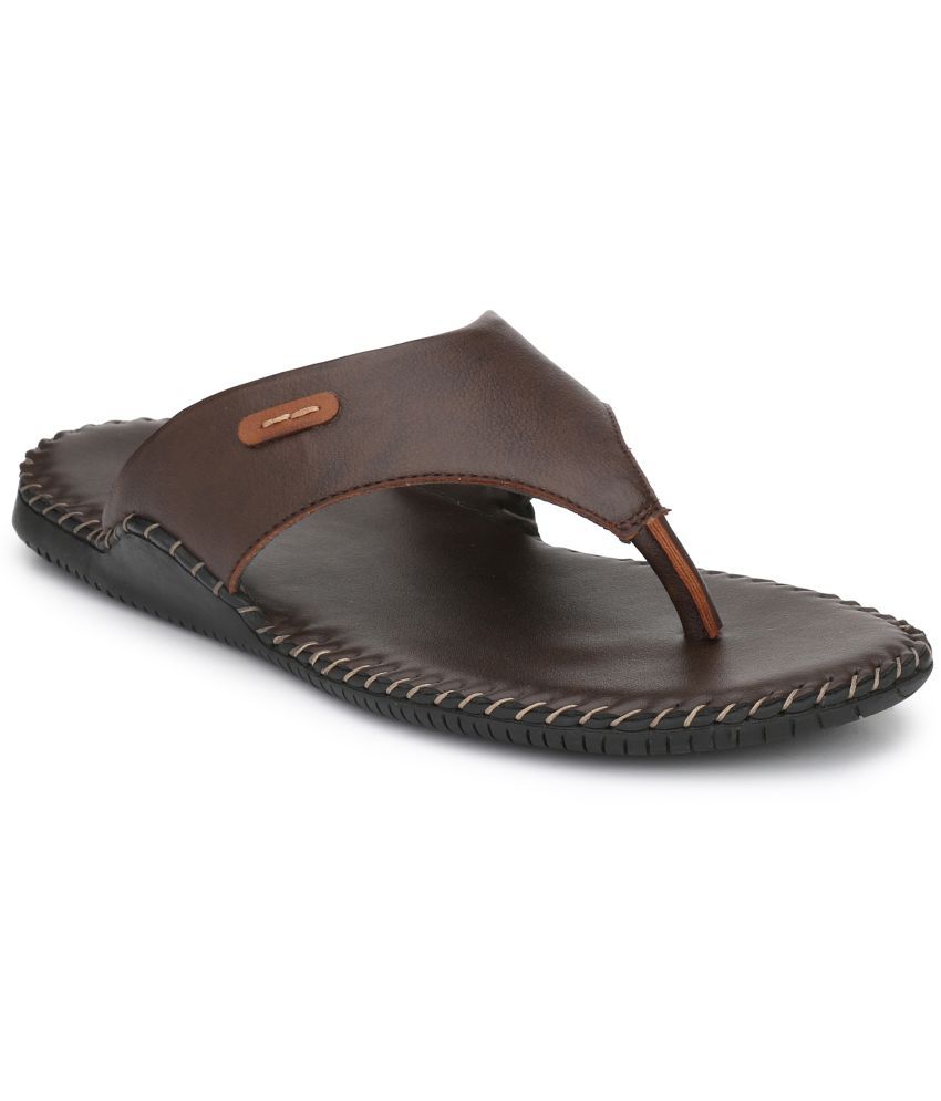     			SHENCES - Brown Men's Leather Slipper