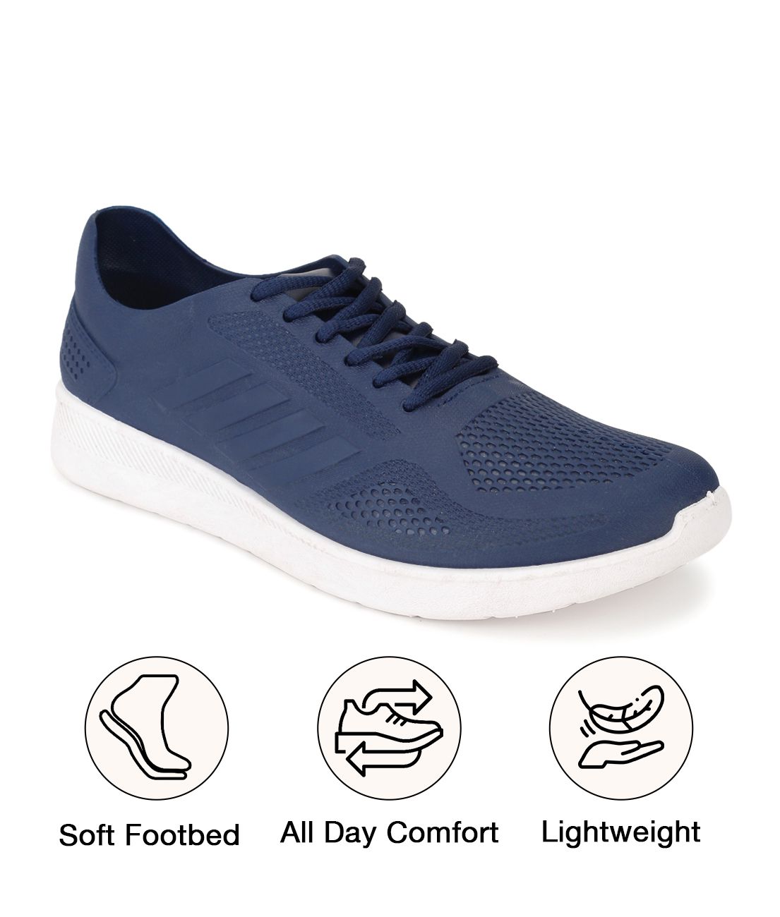UrbanMark Men Casual Light Weight Perforated Lace-Up Sneakers- Navy