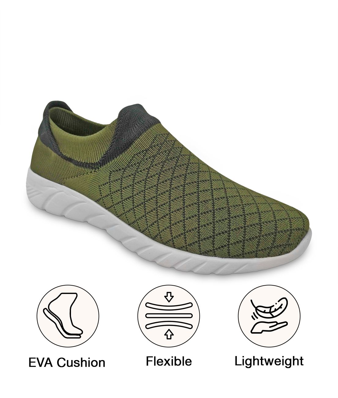 UrbanMark Men Comfortable Eva Slip On Sports Shoes- Olive