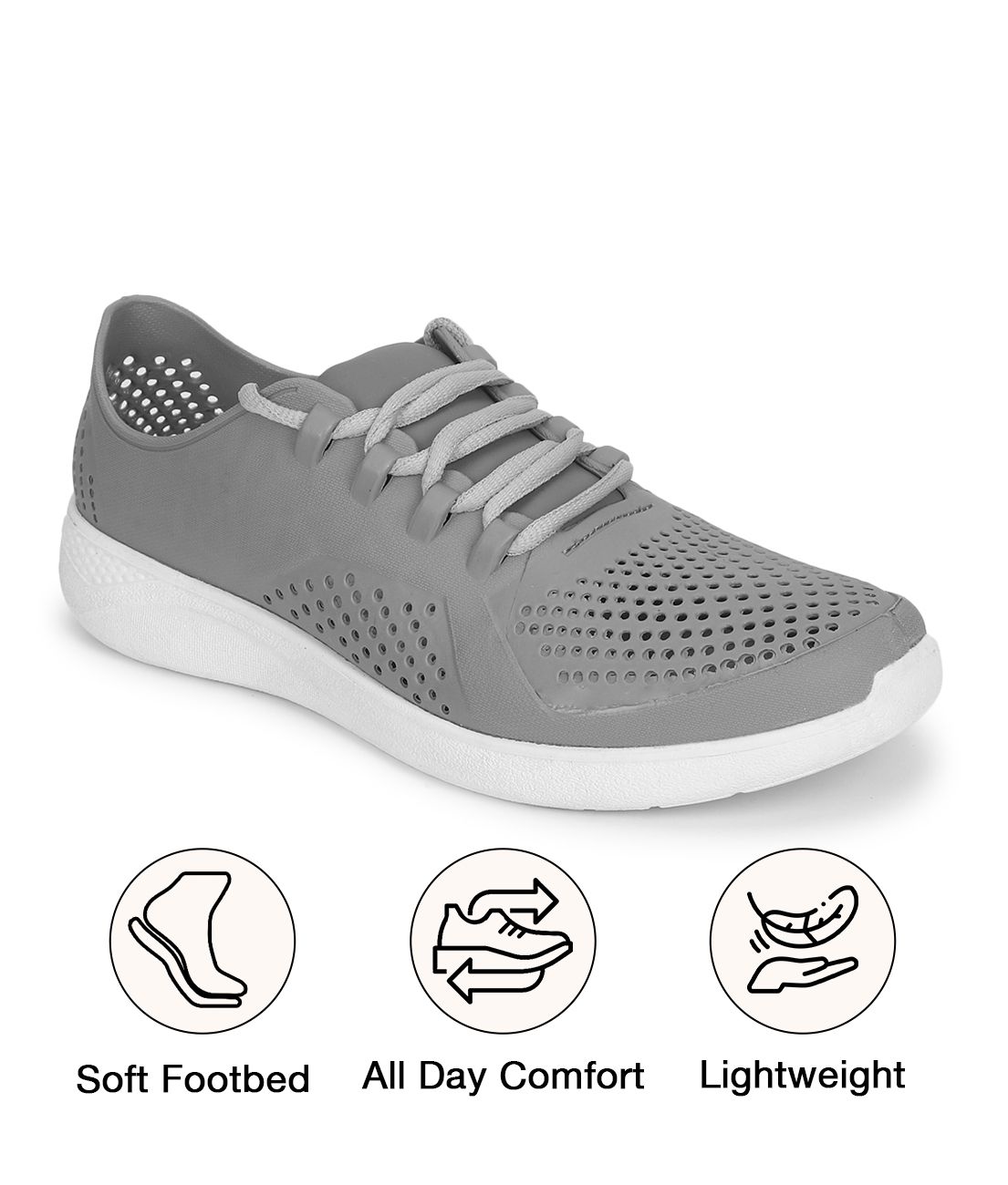     			UrbanMark Men Perforated Lace-Up Casual Sneaker Shoes-Grey