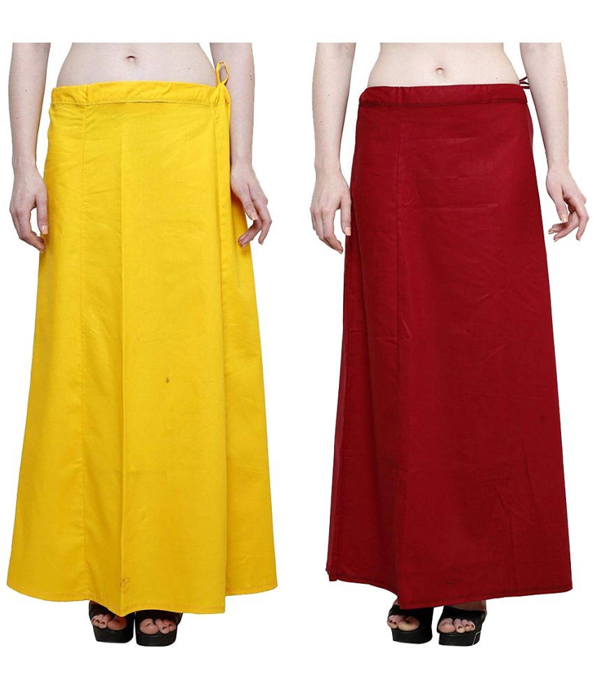     			taskin Yellow Cotton Petticoat - Pack of 2