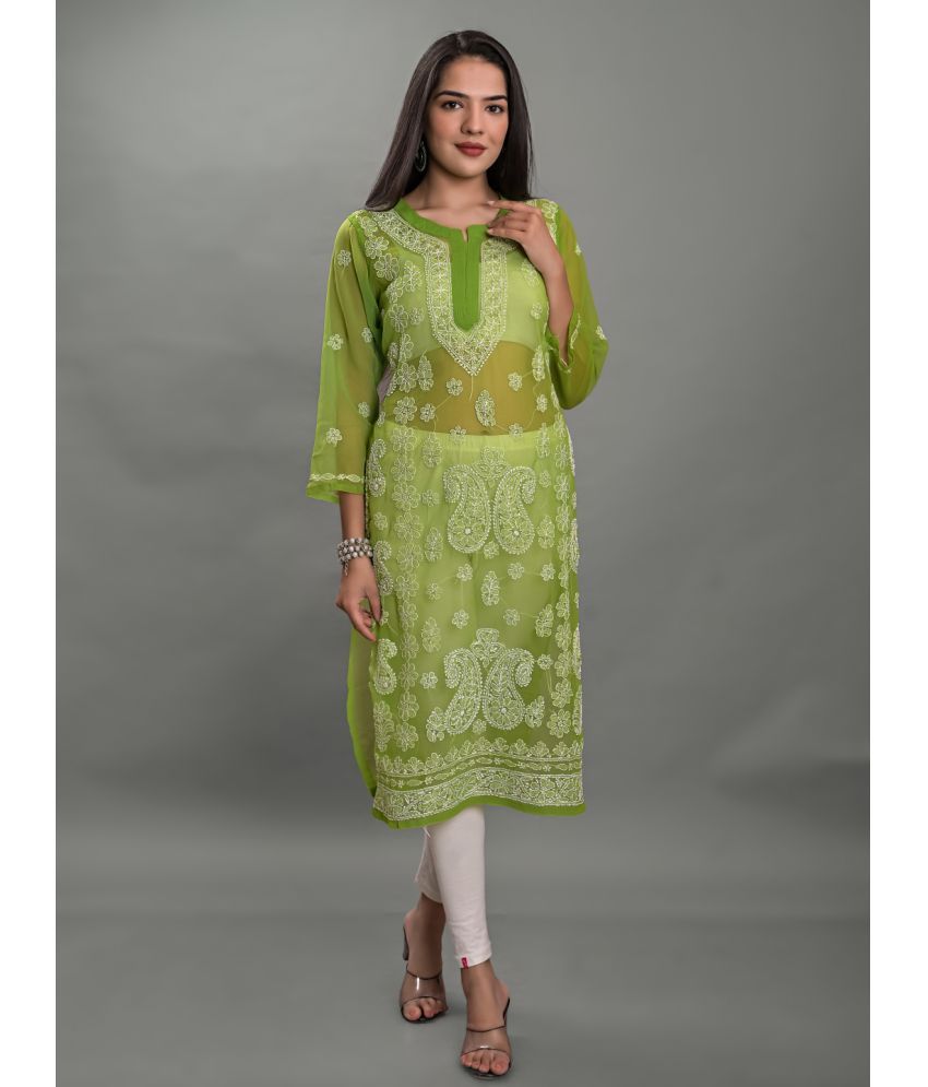     			Apratim - Green Georgette Women's Straight Kurti ( Pack of 1 )