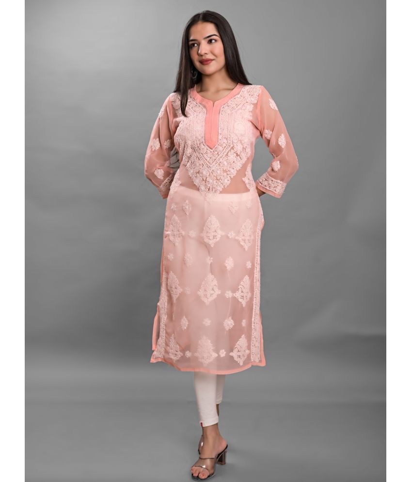     			Apratim - Peach Georgette Women's Straight Kurti ( Pack of 1 )