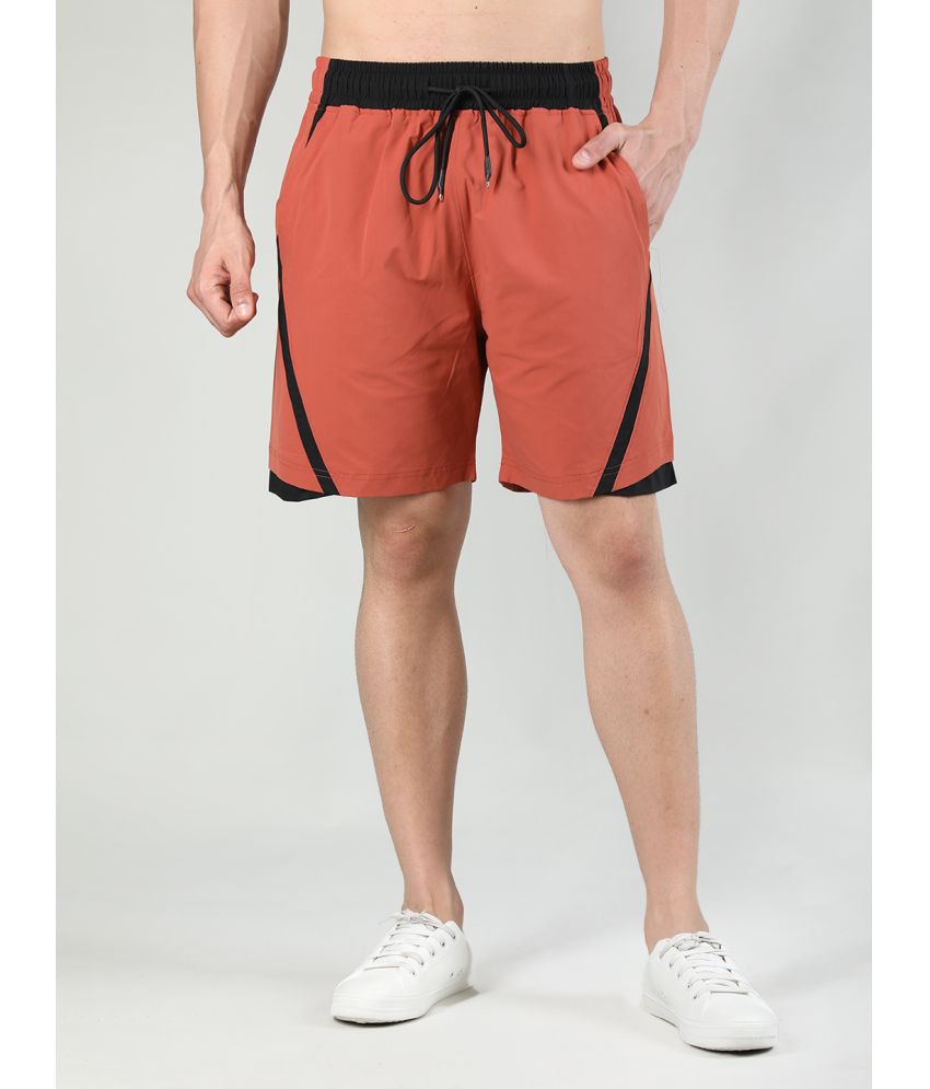     			Chkokko - Rust Polyester Men's Shorts ( Pack of 1 )