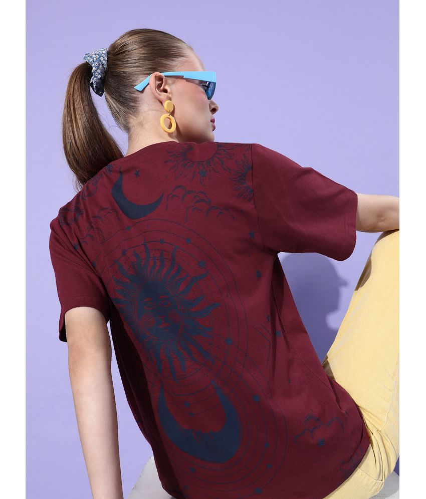     			Difference of Opinion - Maroon Cotton Loose Fit Women's T-Shirt ( Pack of 1 )