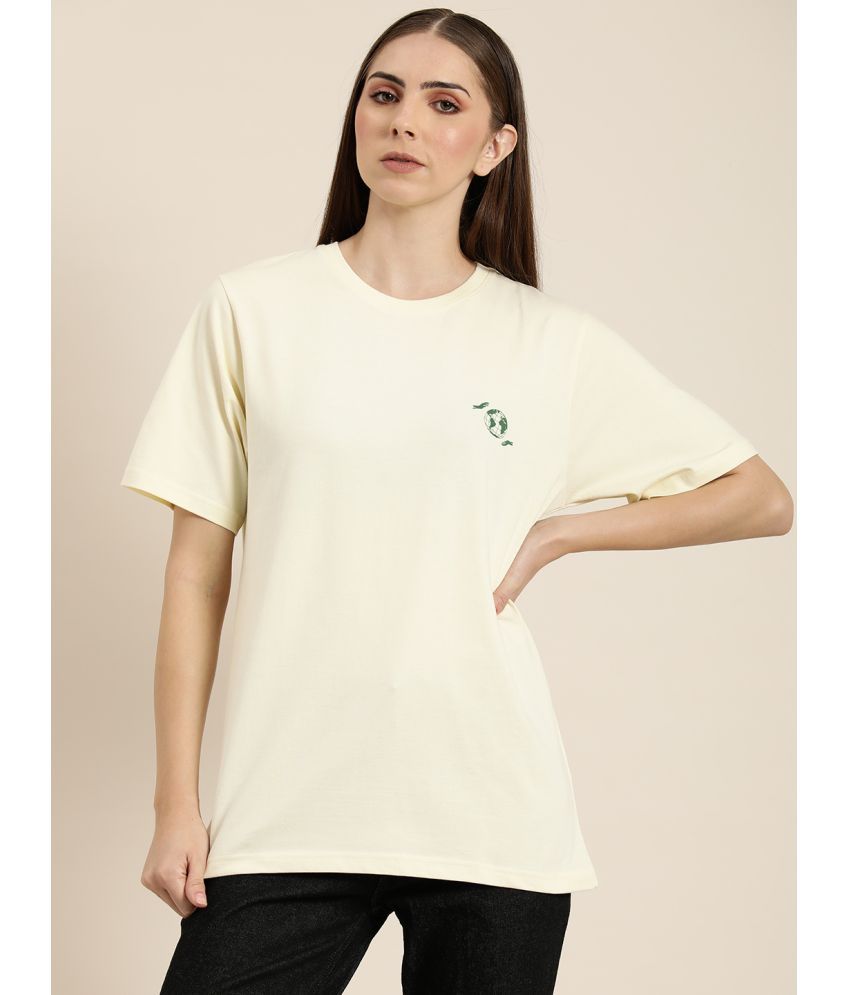     			Difference of Opinion - Off White Cotton Loose Fit Women's T-Shirt ( Pack of 1 )