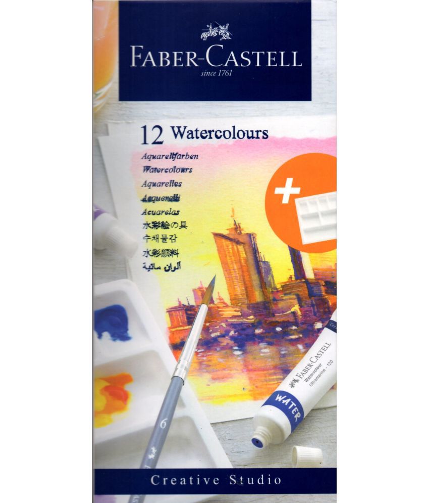     			Faber-Castell Creative Studio 9Ml Water Colour Tube - 12 Shades With Palette