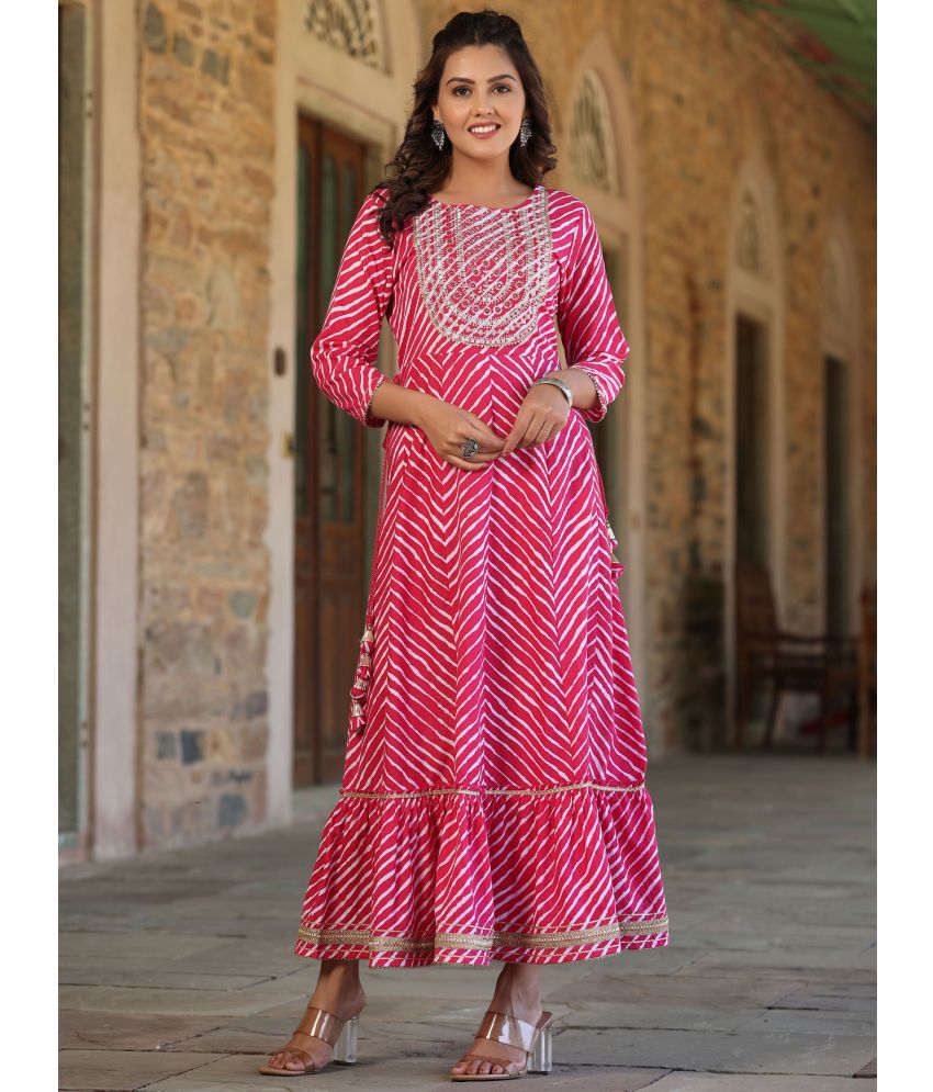     			Juniper - Pink Cotton Blend Women's Fit & Flare Dress ( Pack of 1 )