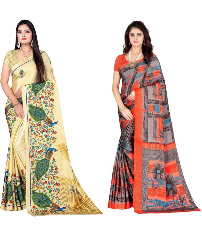     			LEELAVATI - Multicolor Crepe Saree With Blouse Piece ( Pack of 2 )