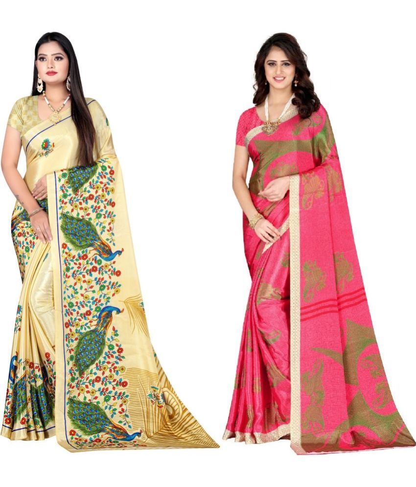     			LEELAVATI - Multicolor Crepe Saree With Blouse Piece ( Pack of 2 )