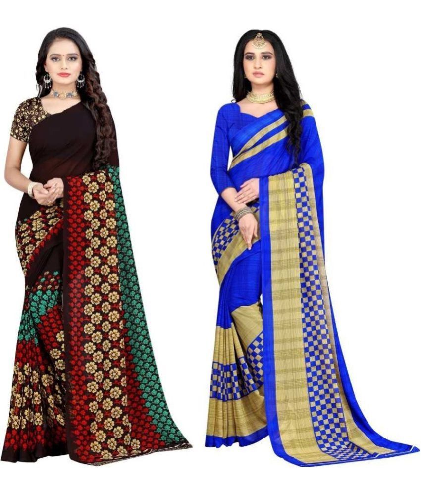     			LEELAVATI - Multicolor Georgette Saree With Blouse Piece ( Pack of 2 )