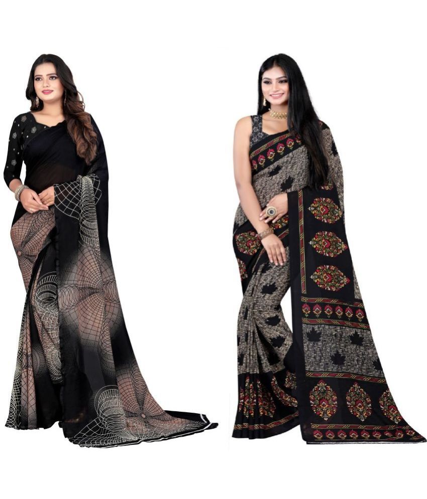     			LEELAVATI - Multicolor Georgette Saree With Blouse Piece ( Pack of 2 )