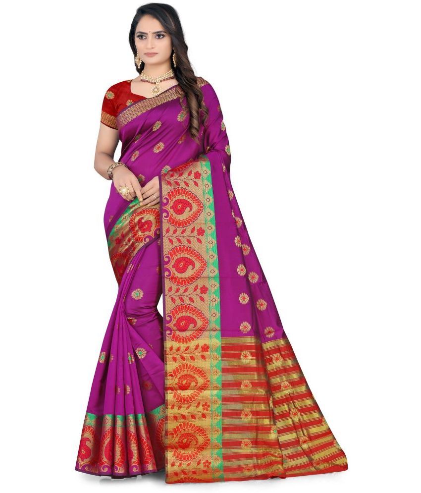     			LEELAVATI - Purple Silk Saree With Blouse Piece ( Pack of 1 )