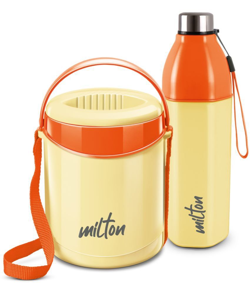     			Milton Essential Gift Set Kool Hexone & Econa Tiffin Ivory Stainless Steel Water Bottle 700 mL ( Set of 2 )