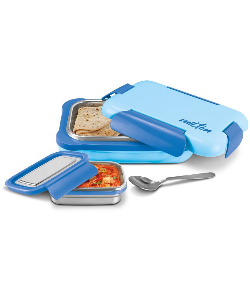     			MILTON More Meal Insulated Large Tiffin Box 770ml with Inner Stainless Steel box 175ml & Spoon Blue