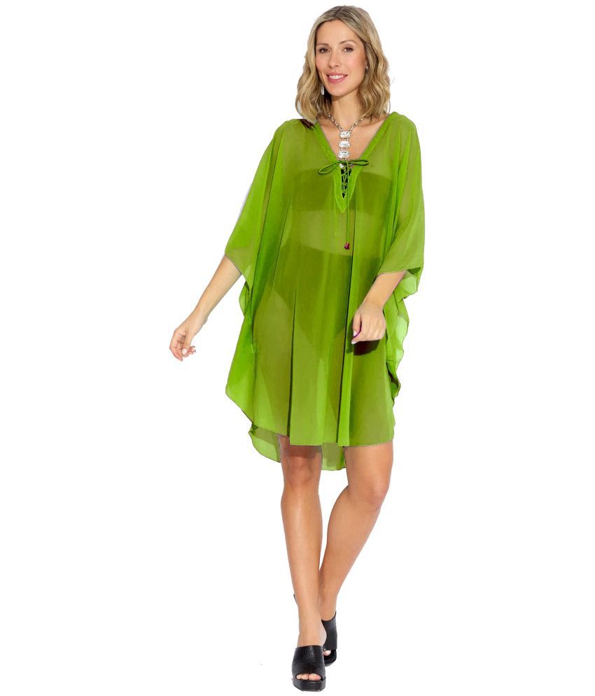     			SUN-ROSE FASHIONS Georgette Green Beach Dresses -