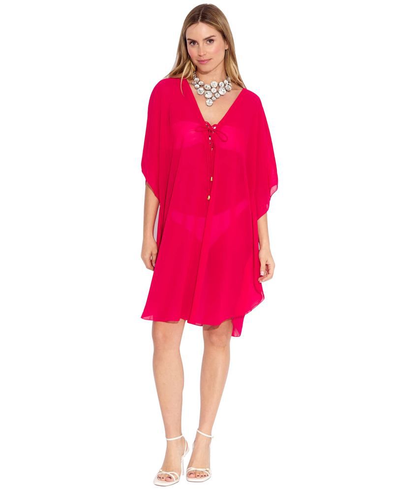     			SUN-ROSE FASHIONS Georgette Pink Beach Dresses -