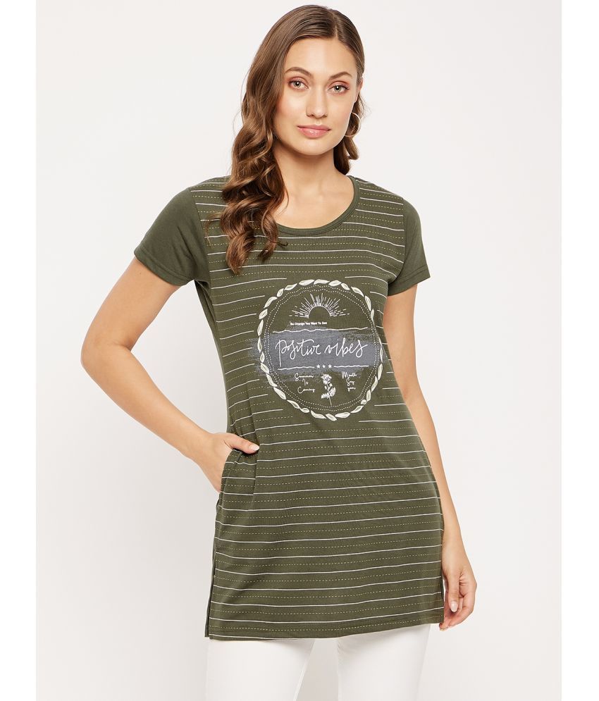     			VERO AMORE - Olive Cotton Blend Regular Fit Women's T-Shirt ( Pack of 1 )