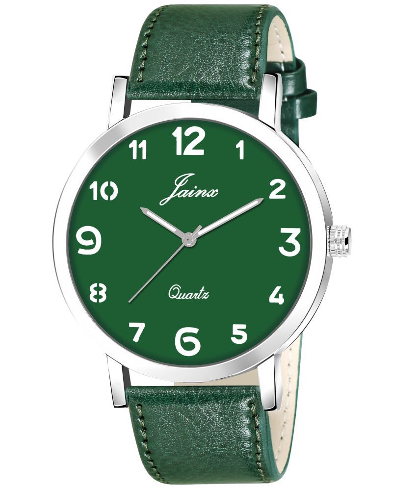     			Jainx - Green Leather Analog Men's Watch