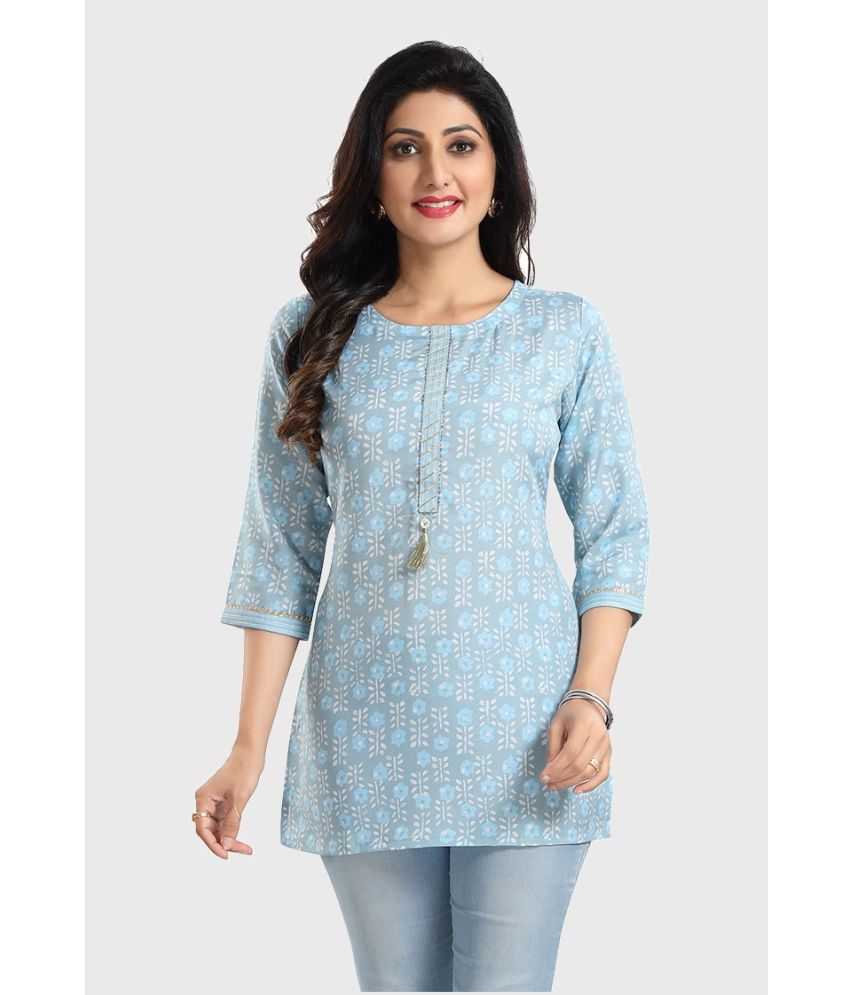     			Meher Impex - Turquoise Rayon Women's Tunic ( Pack of 1 )