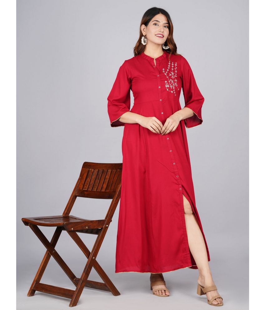     			Mishree Collection - Red Rayon Women's Front Slit Kurti ( Pack of 1 )