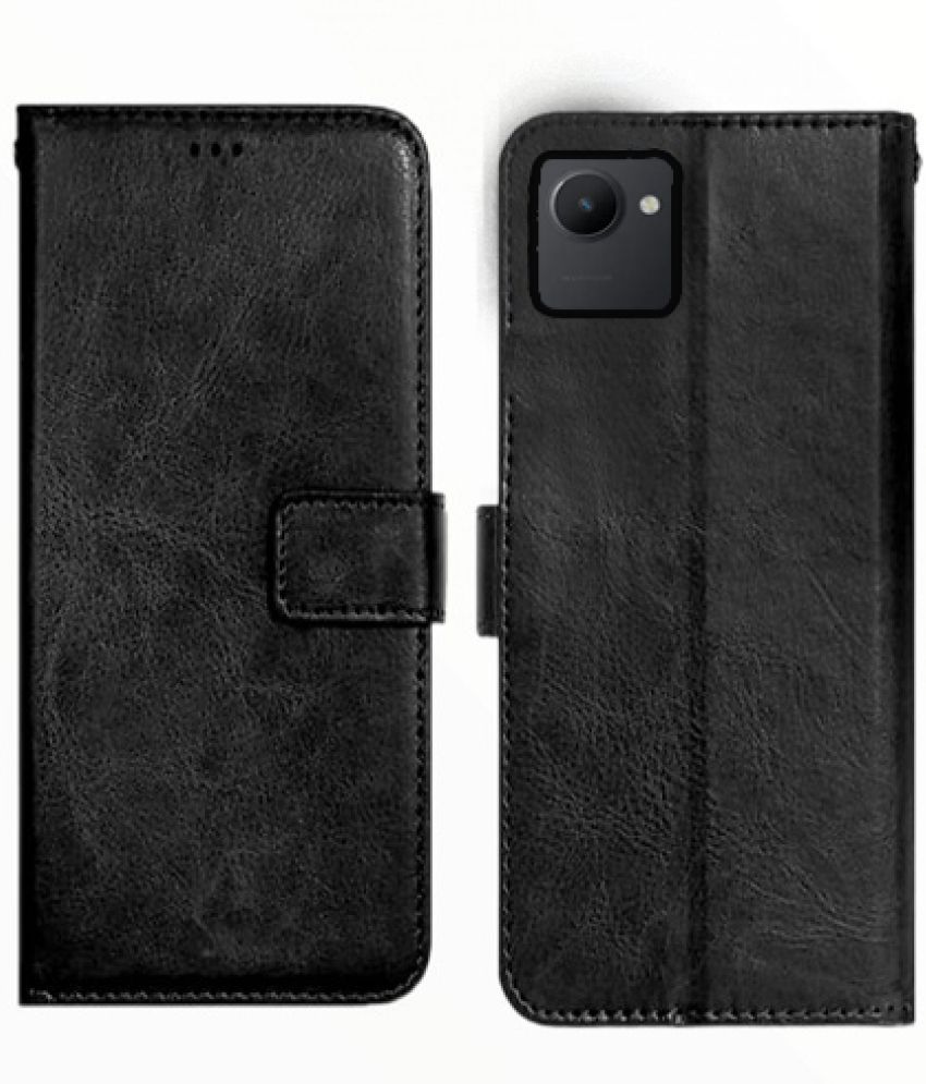     			RGVEEN - Black Artificial Leather Flip Cover Compatible For Realme c30 ( Pack of 1 )