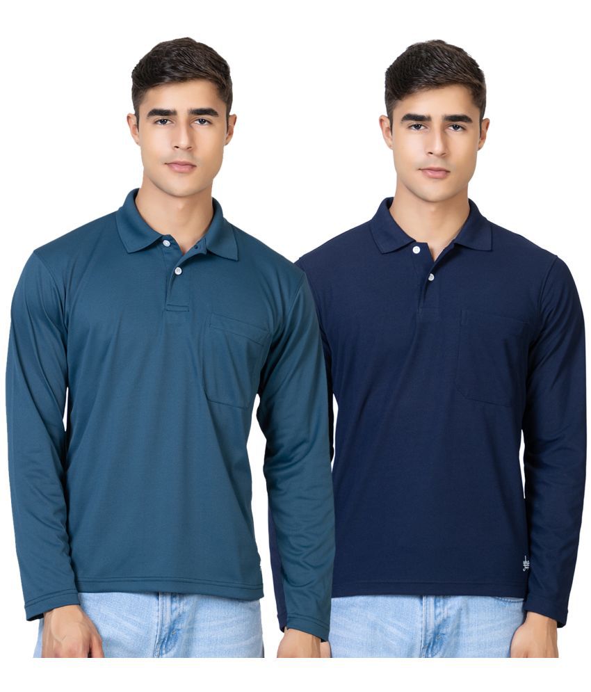     			YHA - Blue Cotton Blend Regular Fit Men's T-Shirt ( Pack of 2 )