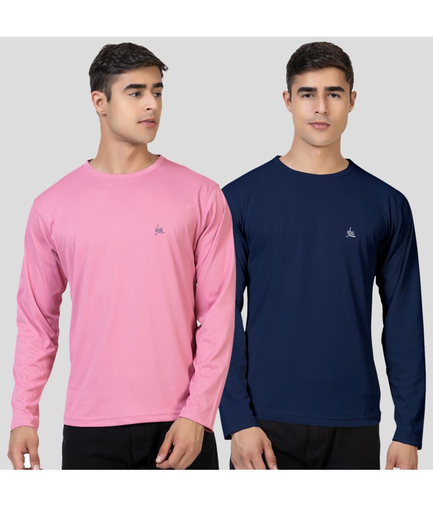     			YHA - Navy Cotton Blend Regular Fit Men's T-Shirt ( Pack of 2 )