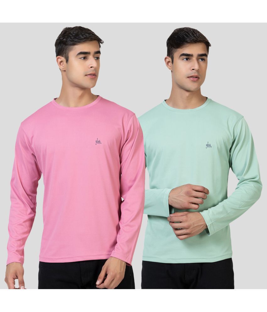     			YHA - Pink Cotton Blend Regular Fit Men's T-Shirt ( Pack of 2 )