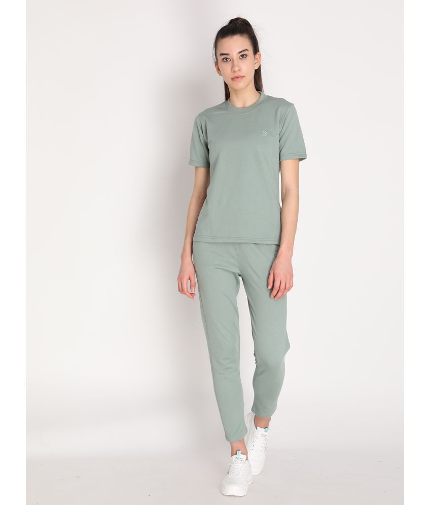    			Chkokko Green Cotton Blend Solid Tracksuit - Pack of 1