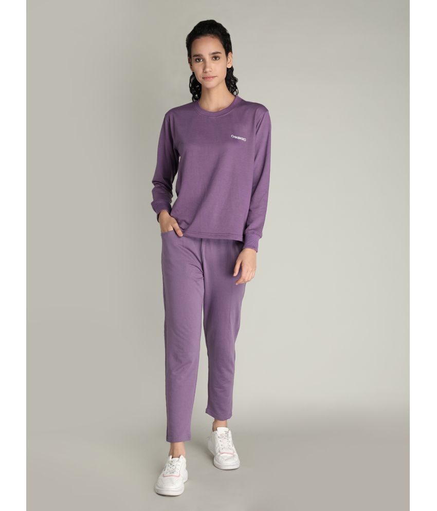     			Chkokko Purple Cotton Blend Solid Tracksuit - Pack of 1