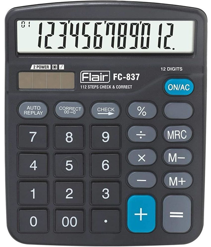     			Flair 8901765144218 Fc-837 Basic Calculator For Home & Office Use (Black) Financial Calculator (12 Digit)