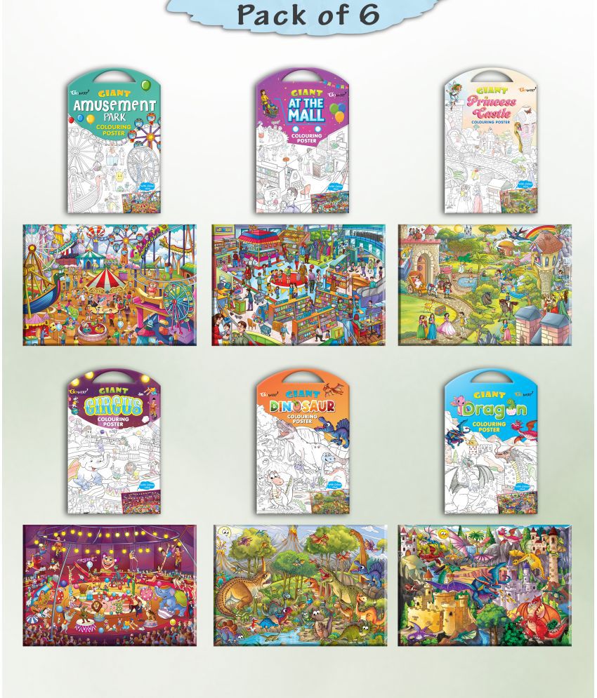     			GIANT AT THE MALL COLOURING , GIANT PRINCESS CASTLE COLOURING , GIANT CIRCUS COLOURING , GIANT DINOSAUR COLOURING , GIANT AMUSEMENT PARK COLOURING  and GIANT DRAGON COLOURING  | Combo pack of 6 s I  Coloring s Value Pack