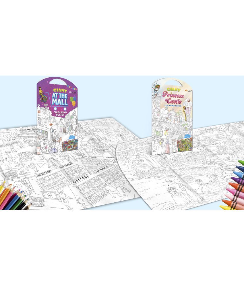     			GIANT AT THE MALL COLOURING Charts and GIANT PRINCESS CASTLE COLOURING Charts | Set of 2 Charts I Best Engaging Products For Children