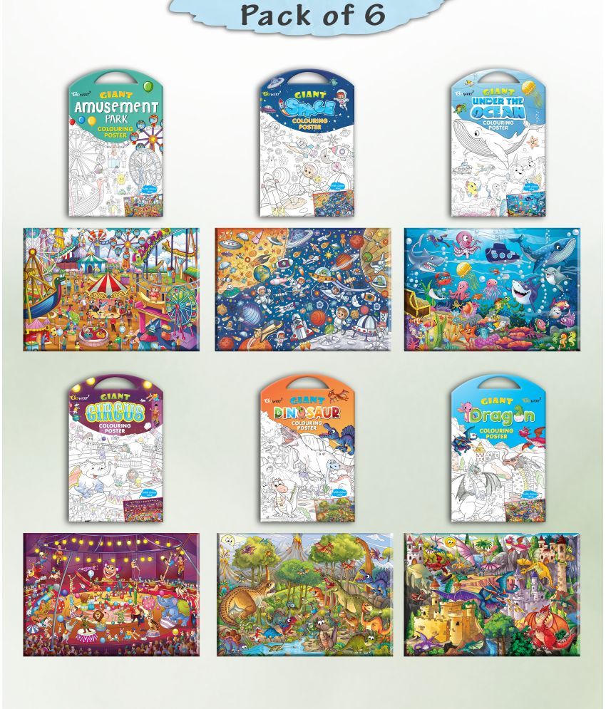     			GIANT CIRCUS COLOURING , GIANT DINOSAUR COLOURING , GIANT AMUSEMENT PARK COLOURING , GIANT SPACE COLOURING , GIANT UNDER THE OCEAN COLOURING  and GIANT DRAGON COLOURING  | Combo pack of 2 s I  Coloring s Value Pack