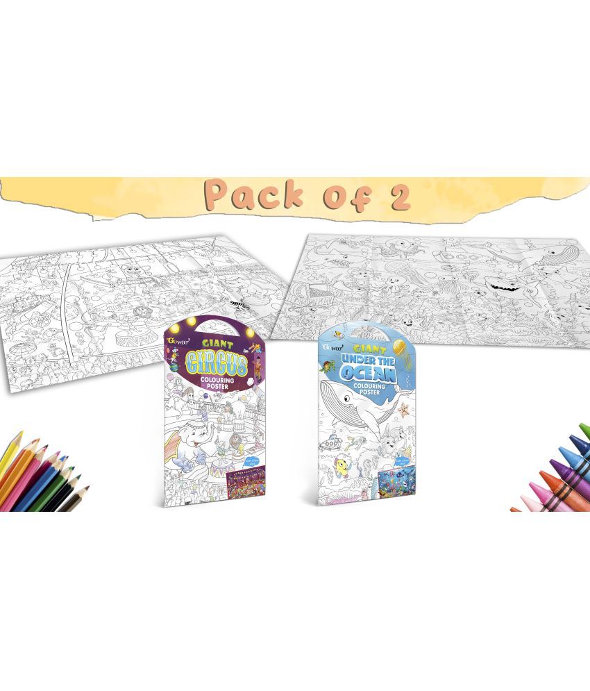     			GIANT CIRCUS COLOURING POSTER and GIANT UNDER THE OCEAN COLOURING POSTER | Gift Pack of 2 Posters I Kids' Coloring Poster Ultimate Pack