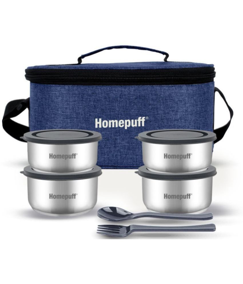     			Home Puff - Blue Stainless Steel Insulated Lunch Box ( Pack of 1 )
