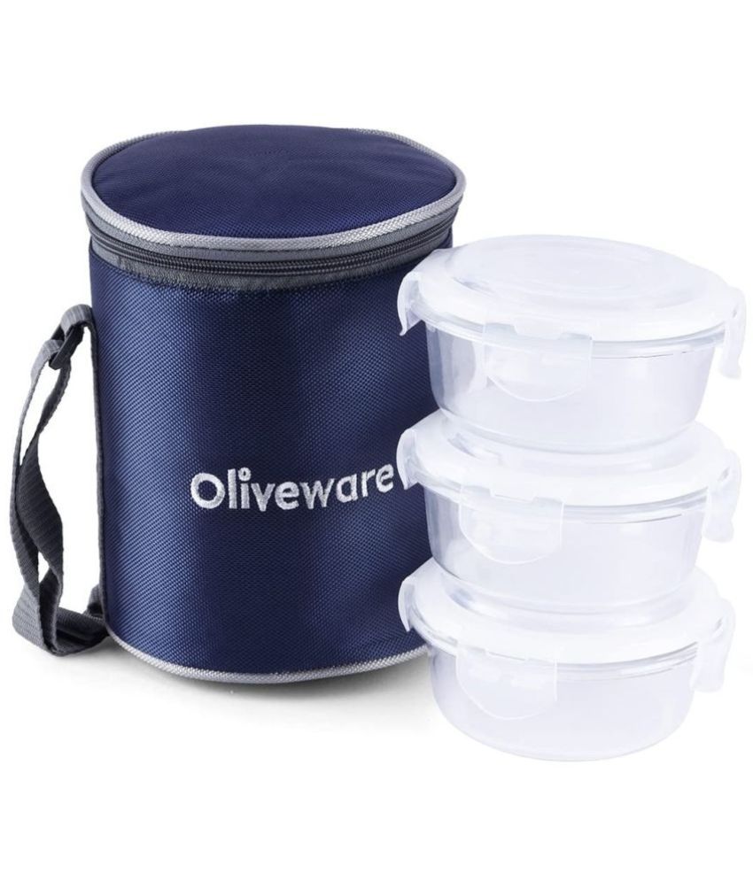    			Oliveware - glassware lunch box Glass Lunch Box 3 - Container ( Pack of 1 )