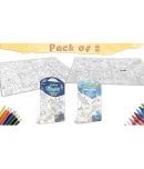 GIANT SPACE COLOURING POSTER and GIANT UNDER THE OCEAN COLOURING POSTER | Combo pack of 2 posters I Colourful Illustrated Posters