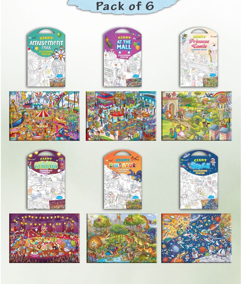     			GIANT AT THE MALL COLOURING , GIANT PRINCESS CASTLE COLOURING , GIANT CIRCUS COLOURING , GIANT DINOSAUR COLOURING , GIANT AMUSEMENT PARK COLOURING  and GIANT SPACE COLOURING  | Combo pack of 2 s I Giant Coloring s Jumbo Pack