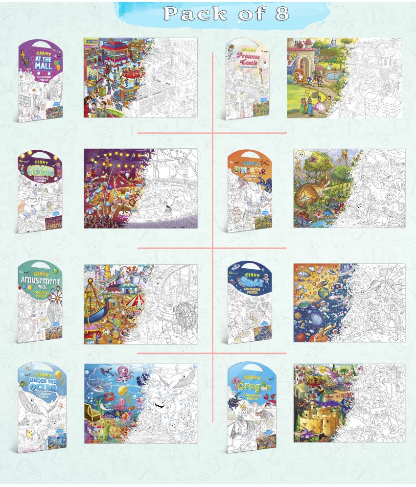     			GIANT AT THE MALL, GIANT PRINCESS CASTLE, GIANT CIRCUS, GIANT DINOSAUR, GIANT AMUSEMENT PARK, GIANT SPACE, GIANT UNDER THE OCEAN   and GIANT DRAGON   | Set of 2 s I Giant Coloring s Master Collection